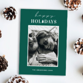 Prettige feestdagen €? | Moderne groene kerstfoto Feestdagenkaart