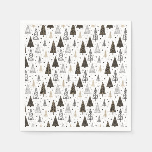 Prettige feestdagen Moderne hand getrokken dennenb Servet