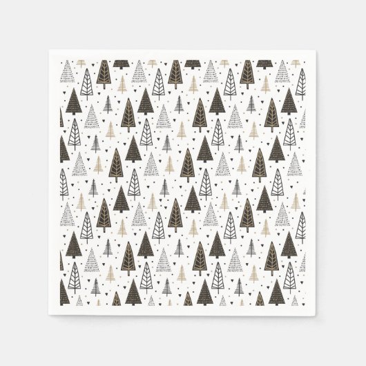 Prettige feestdagen Moderne hand getrokken dennenb Servet (Voorkant)