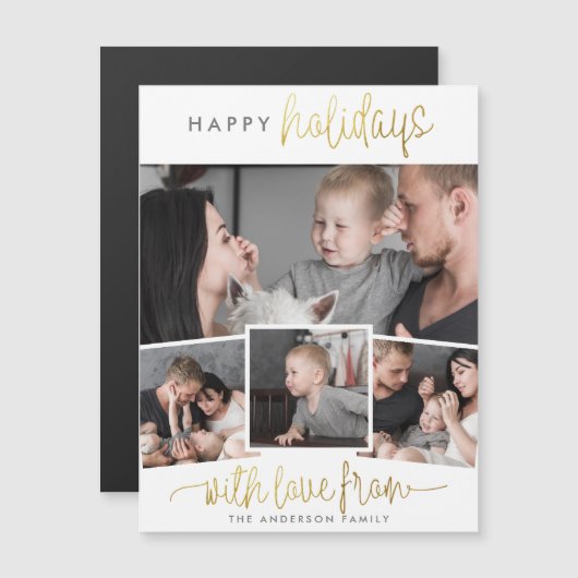 Prettige Feestdagen | Moderne handgeschreven lette Magnetische Uitnodiging (Voorkant / Achterkant)