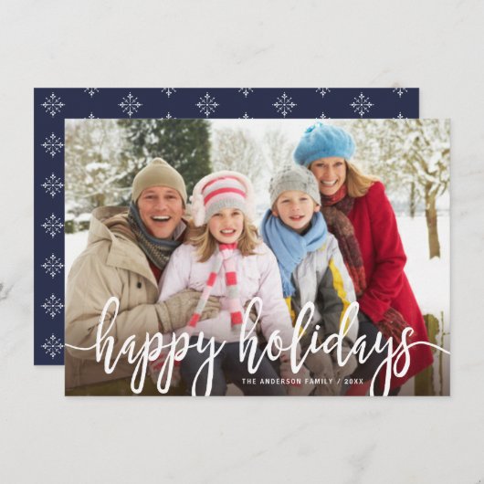 Prettige feestdagen Moderne handgeschreven scriptf Feestdagenkaart (Voorkant / Achterkant)