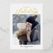 prettige feestdagen Moderne kalligrafie Foto Gold (Voorkant)