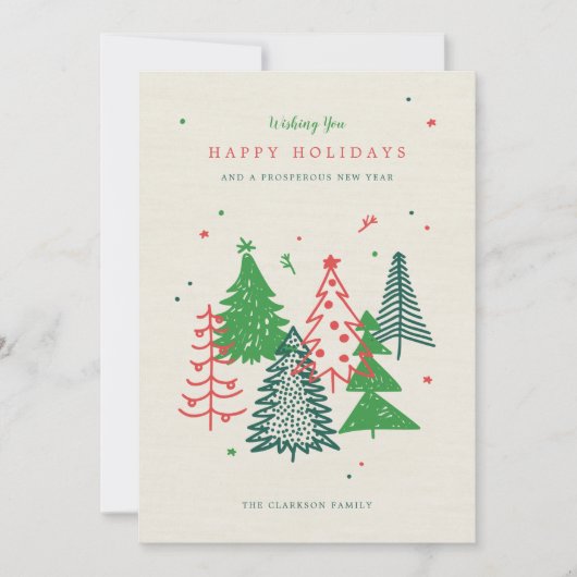 Prettige feestdagen Moderne kerstbomen Feestdagenkaart (Voorkant)