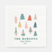 Prettige feestdagen Moderne kerstbomen groen Servet (Voorkant)