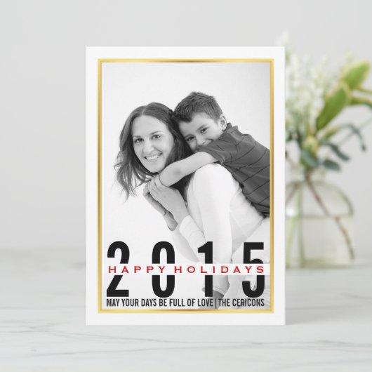 Prettige feestdagen Moderne kerstfoto Feestdagenkaart (Staand voorkant)