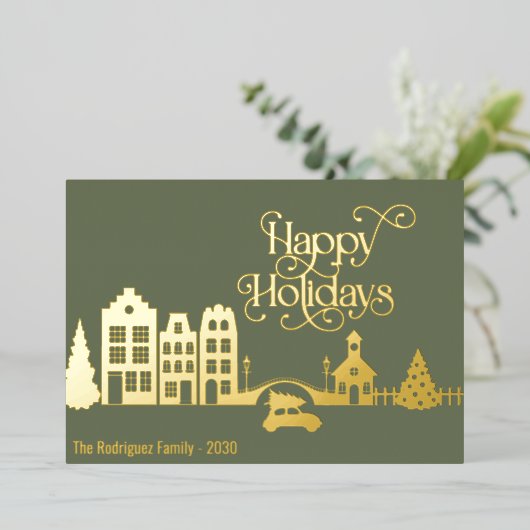 Prettige feestdagen Moderne kerststad (Staand Voorkant)