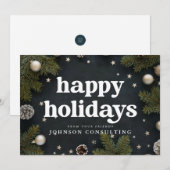 prettige feestdagen Moderne kerstversieringen en p Feestdagenkaart (Voorkant / Achterkant)