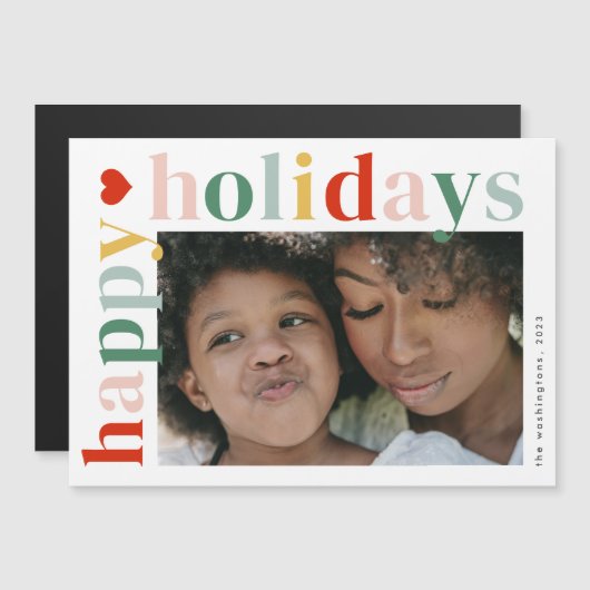 Prettige feestdagen Moderne kleurrijke foto Magnet (Voorkant / Achterkant)