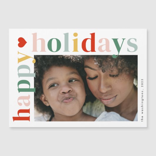 Prettige feestdagen Moderne kleurrijke foto Magnet (Voorkant)