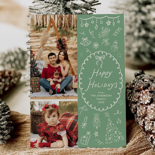 Prettige feestdagen Moderne met de hand getekende Feestdagenkaart