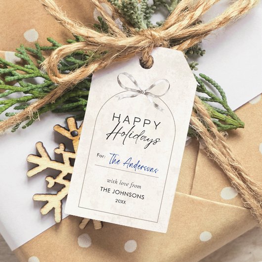 Prettige feestdagen Moderne Minimal Boho Arch Bow  Cadeaulabel