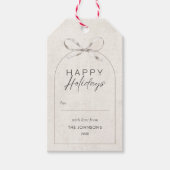 Prettige feestdagen Moderne Minimal Boho Arch Bow Cadeaulabel (Voorkant)