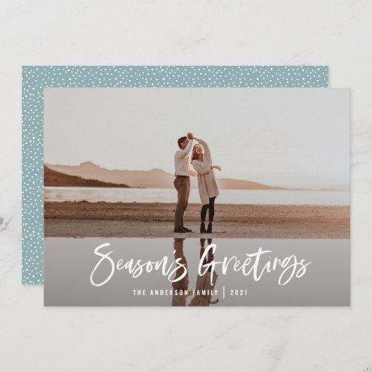 Prettige feestdagen moderne, minimale fotokerst feestdagenkaart (Voorkant / Achterkant)