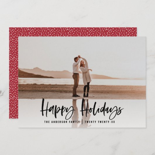 prettige feestdagen moderne, minimale fotokerst feestdagenkaart (Voorkant / Achterkant)