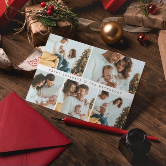 Prettige feestdagen Moderne minimale multi-fotogri Feestdagenkaart