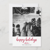 prettige feestdagen | Moderne, minimale Red Xmas-f Feestdagenkaart (Voorkant)