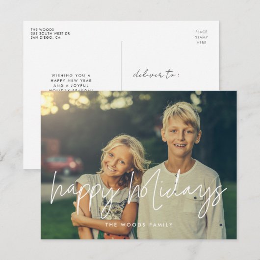 Prettige feestdagen Moderne minimalistische foto Briefkaart (Voorkant / Achterkant)