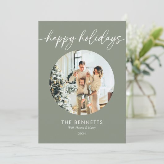 Prettige feestdagen Moderne minimalistische foto Feestdagenkaart (Staand voorkant)