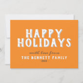 Prettige feestdagen Moderne Oranje witte typografi Kaart (Voorkant)