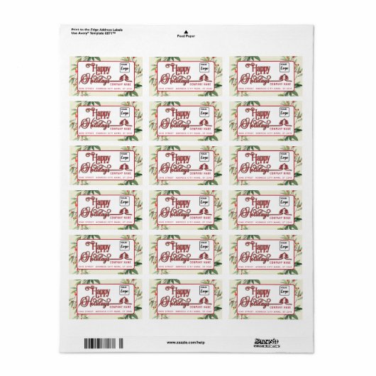 Prettige feestdagen Moderne rode botanische hulst  Etiket (Full Sheet)