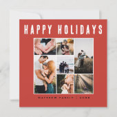 Prettige feestdagen Moderne rode familie fotocolla Feestdagenkaart (Voorkant)