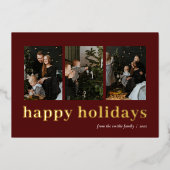 Prettige feestdagen Moderne Rode Gouden Typografie (Voorkant)