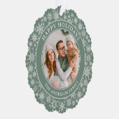 Prettige feestdagen Moderne Sage Groene Sneeuwvlok Ornament Kaart (Rechts)