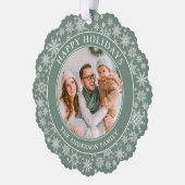 Prettige feestdagen Moderne Sage Groene Sneeuwvlok Ornament Kaart (Links)