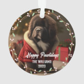 Prettige feestdagen Moderne schattige huisdier hon Ornament (achterkant)