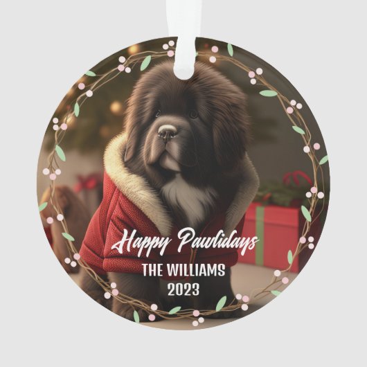 Prettige feestdagen Moderne schattige huisdier hon Ornament (achterkant)