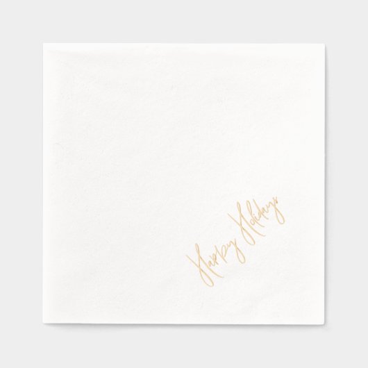 Prettige feestdagen Moderne Script Christmas Gold Folie Servetten (Voorkant)