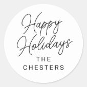 Prettige feestdagen Moderne script minimalistische Ronde Sticker (Voorkant)