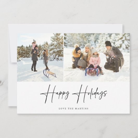 Prettige feestdagen Moderne Script Two-fotokaart (Voorkant)