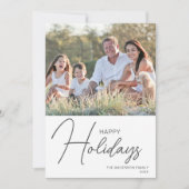 Prettige feestdagen Moderne scriptfoto Feestdagenkaart (Voorkant)