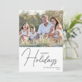 Prettige feestdagen Moderne scriptfoto Feestdagenkaart (Staand voorkant)