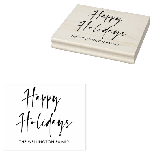 prettige feestdagen moderne scriptwedloop rubberstempel (Gestempeld)