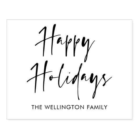 prettige feestdagen moderne scriptwedloop rubberstempel (Afrduk)