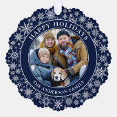 Prettige feestdagen Moderne sneeuwvlokken blauw Ornament Kaart (Voorkant)