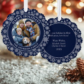 Prettige feestdagen Moderne sneeuwvlokken blauw Ornament Kaart