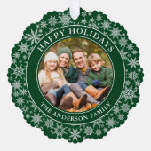 Prettige feestdagen Moderne sneeuwvlokken Foto Ornament Kaart (Voorkant)