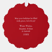 Prettige feestdagen Moderne sneeuwvlokken Foto Ornament Kaart (Achterkant)