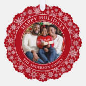 Prettige feestdagen Moderne sneeuwvlokken Foto Ornament Kaart (Voorkant)
