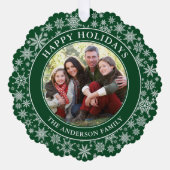 Prettige feestdagen Moderne Sneeuwvlokken Groen Ornament Kaart (Voorkant)