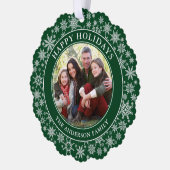 Prettige feestdagen Moderne Sneeuwvlokken Groen Ornament Kaart (Links)