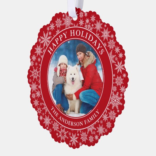 Prettige feestdagen Moderne sneeuwvlokken Ornament Kaart (Links)