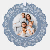 Prettige feestdagen Moderne Stoffige Blauwe Sneeuw Ornament Kaart (Voorkant)