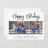 Prettige feestdagen| Moderne twee foto Feestdagenkaart (Voorkant / Achterkant)