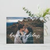 Prettige feestdagen Moderne typografie Foto Kerstm Feestdagenkaart (Staand voorkant)