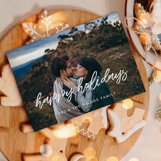 Prettige feestdagen Moderne typografie Foto Kerstm Feestdagenkaart