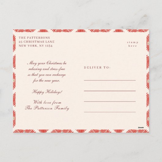 Prettige feestdagen Moderne Vette Rode Bloemen (Achterkant)